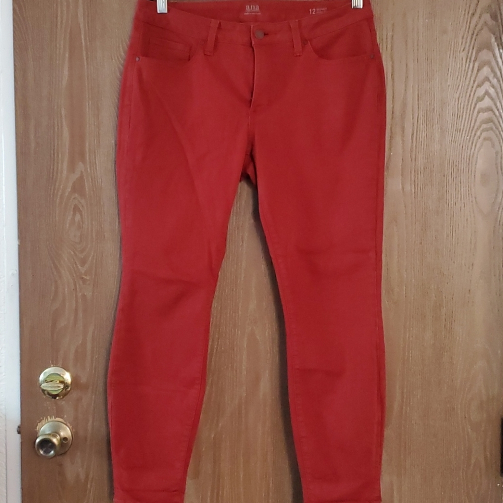 Rust color skinny jeans